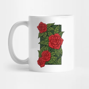 Vintage doodle illustration of Red Rose Mug